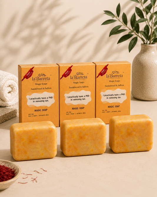 La'Barreta Detan Magic Soap – Sandalwood & Saffron Skin Brightening Bar (Pack of 3)