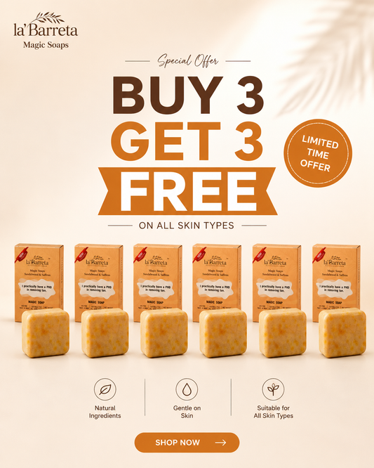 (Buy 3 Get 3 Free) Detan Magic Soap – Sandalwood & Saffron Skin Brightening Bar